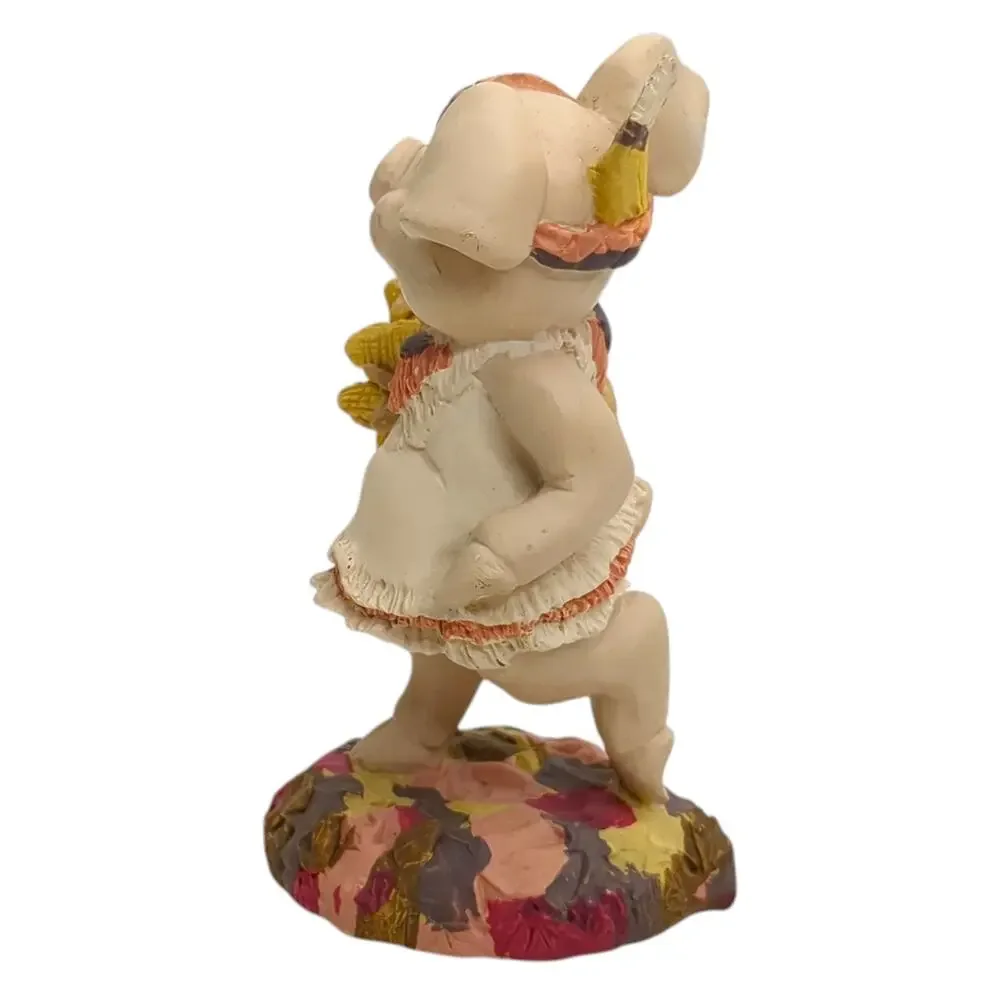 VTG 1991 Kathy Wise - Enesco Resin 2 Pigs - Thanksgiving - Native American 4